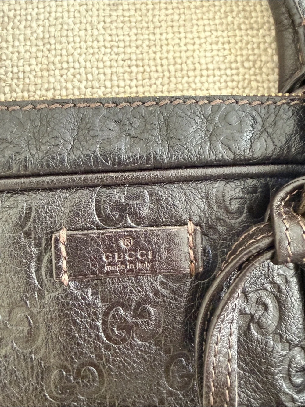 GUCCI Leather Briefcase in Dark Brown